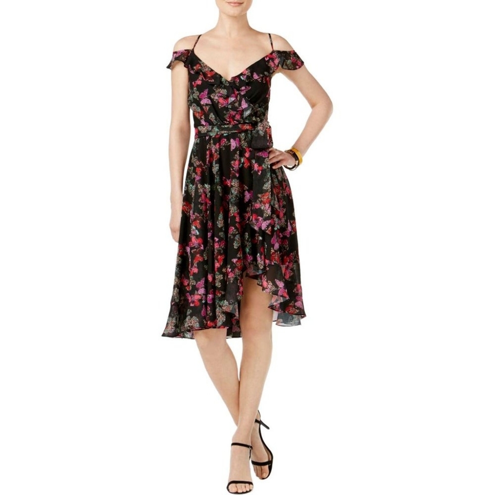 Betsy Johnson Cold shoulder wrap dress
